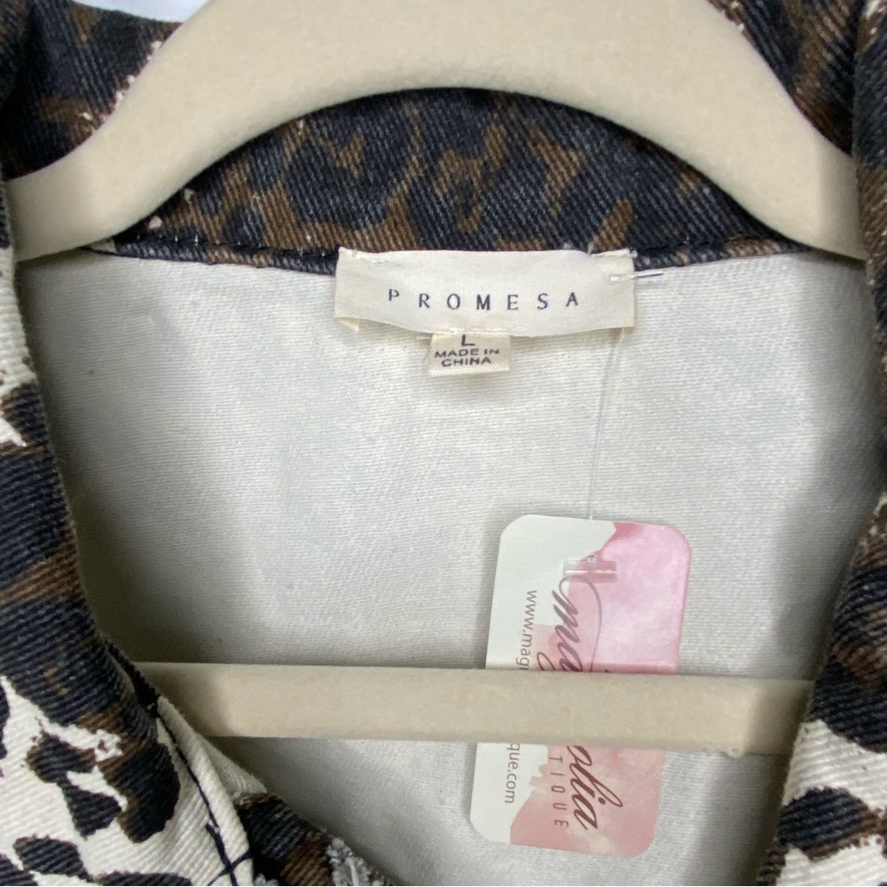 Promesa Concrete Jungle Leopard Print Denim Jacket size L NEW - Picture 12 of 14